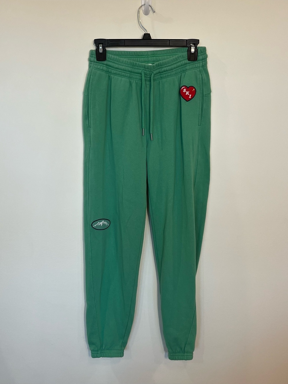 Aerie Women's Green High Waisted Ski Print Fleece Jogger Lounge Pants XS